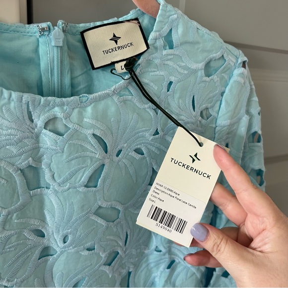 NWT Tuckernuck Aqua Floral Lace Camilla Dress - Picture 7 of 8